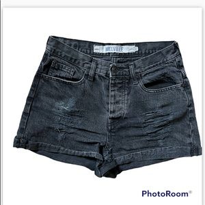 -Brandy Melville Jean Shorts Destroyed Washed Black High-Rise Size 4